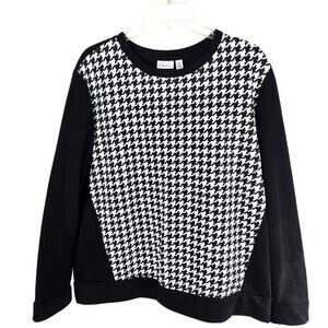 Kim Rogers Women's Sweater Large L Black White Top Misses Size 12 14 Shirt